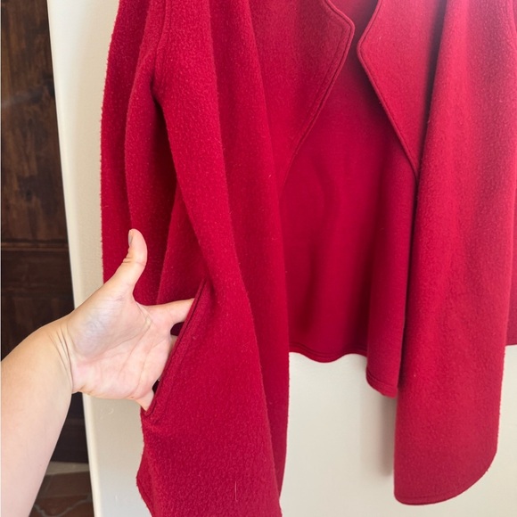 Eileen Fisher Red Wool Drape Jacket S Minimalist Luxe Layer Capsule Coquette - Picture 4 of 7
